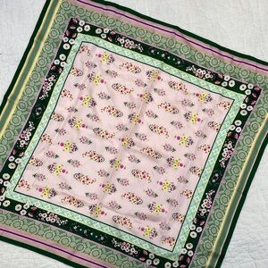 NWT Ann Taylor 100% Silk Floral Pink and Green Square Scarf